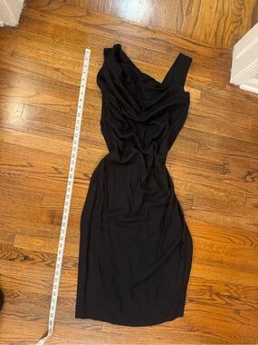 Vivienne Westwood vintage Black Draped Midi Sheath Dress 40 wool blend